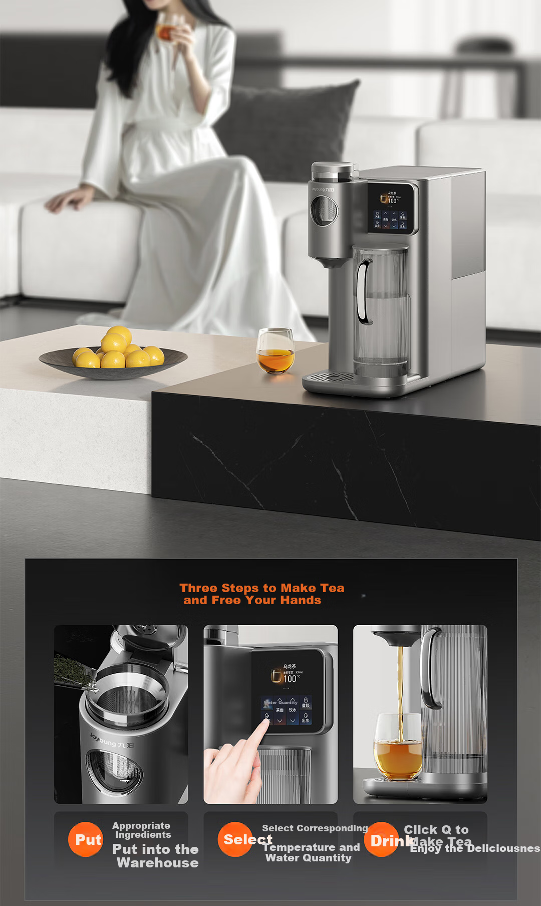 Joyoung Desktop Water Purifier, Instant Cooling And Heating Tea And Coffee Extraction Home Drinking Machine, Six-Year No-Change Cartridge, Strontium-Rich Mineralized Water, No Installation Required RH680 7