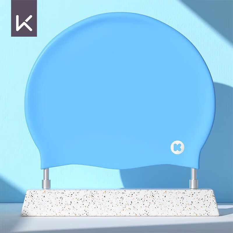 Keep Children's Swim Cap for Girls And Boys, Silicone Waterproof Non-Binding Professional Swimming Cap, Cute Solid Color Sky Blue