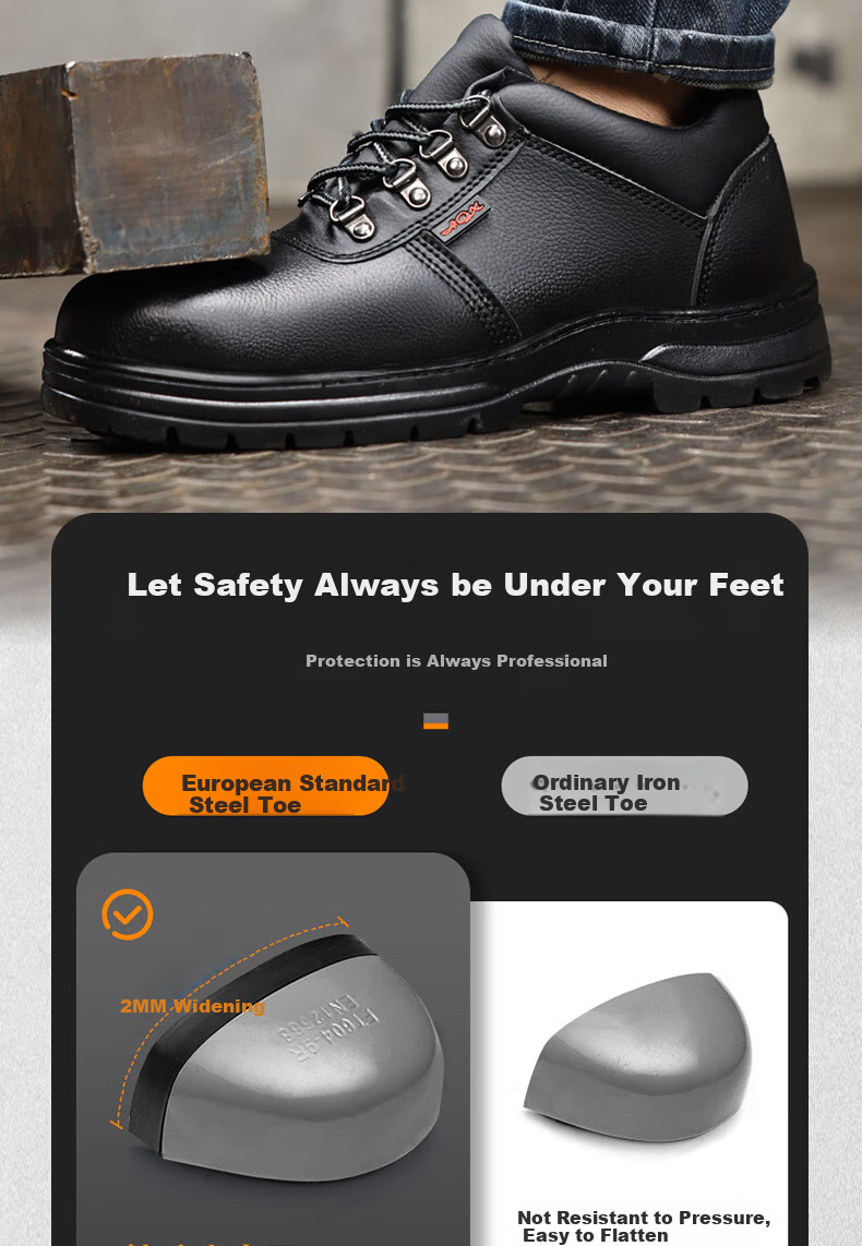 GUYISA Safety Shoes for Men, Steel Toe Cap, Puncture-Resistant, Waterproof, Dustproof, Comfortable, Wear-Resistant, Construction Site Work Boots 876 Size 36 7