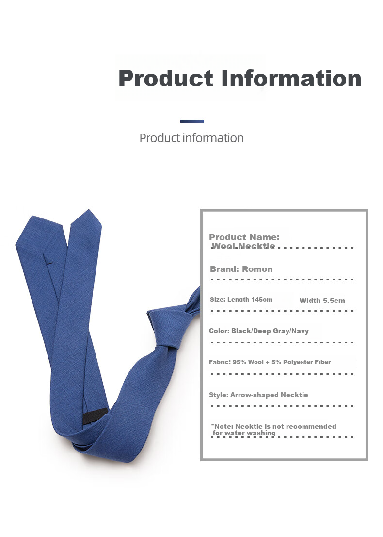 Luomeng Men's Wool Tie, Business Formal Wear, Solid Color Versatile Style for Interviews, Work, Weddings, 5.5cm Hand-Tied Gift Box Packaging 8
