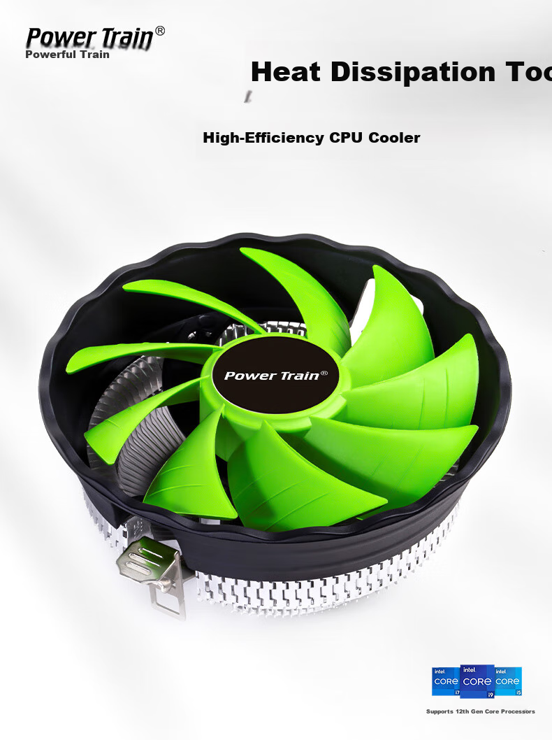 PowerTrain Knight DL120Q Low-Profile CPU Cooler for Desktop Computer, Air Cooling Fan for 1150/1151/1155/1156/1200/1700/AM4/AM3/AM2/FM2 Processors 1