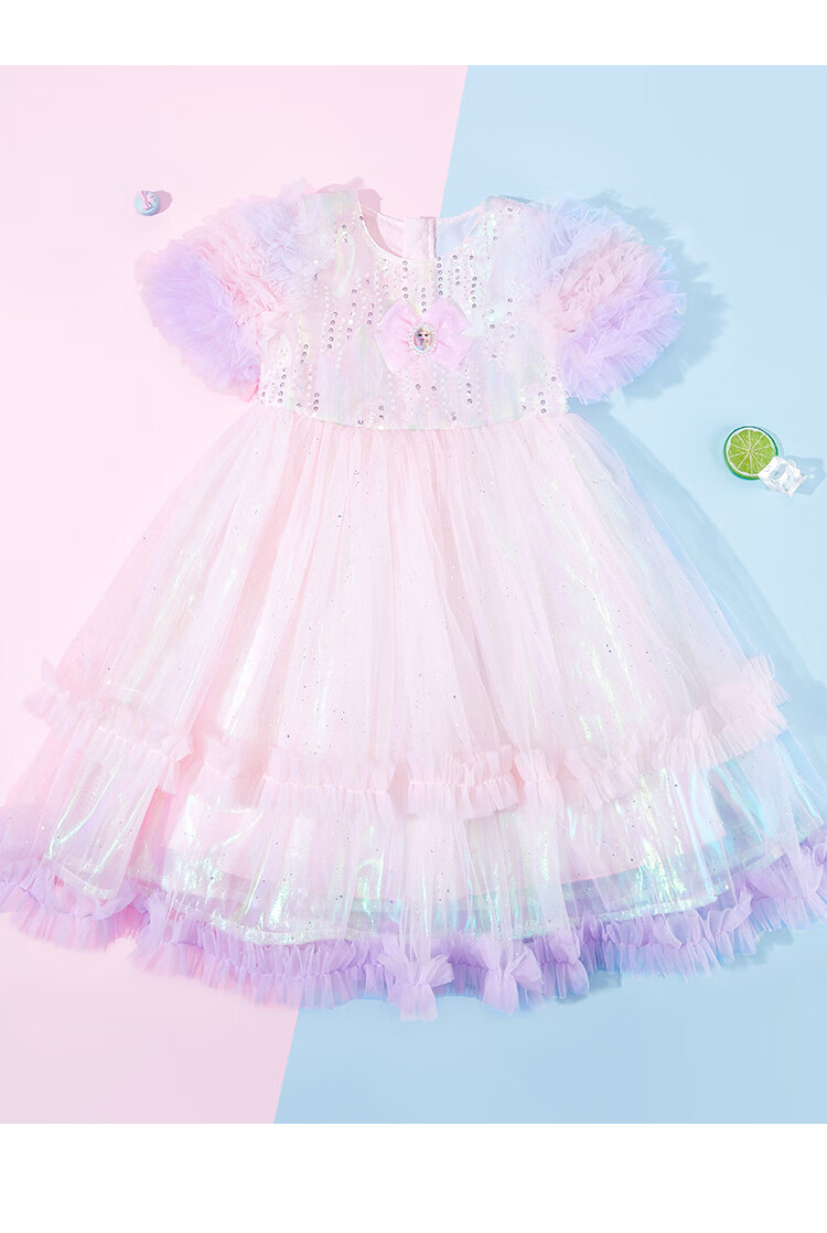 Disney Elsa Princess Girls Summer Dress Children's Tulle Skirt Pink Size 120 5