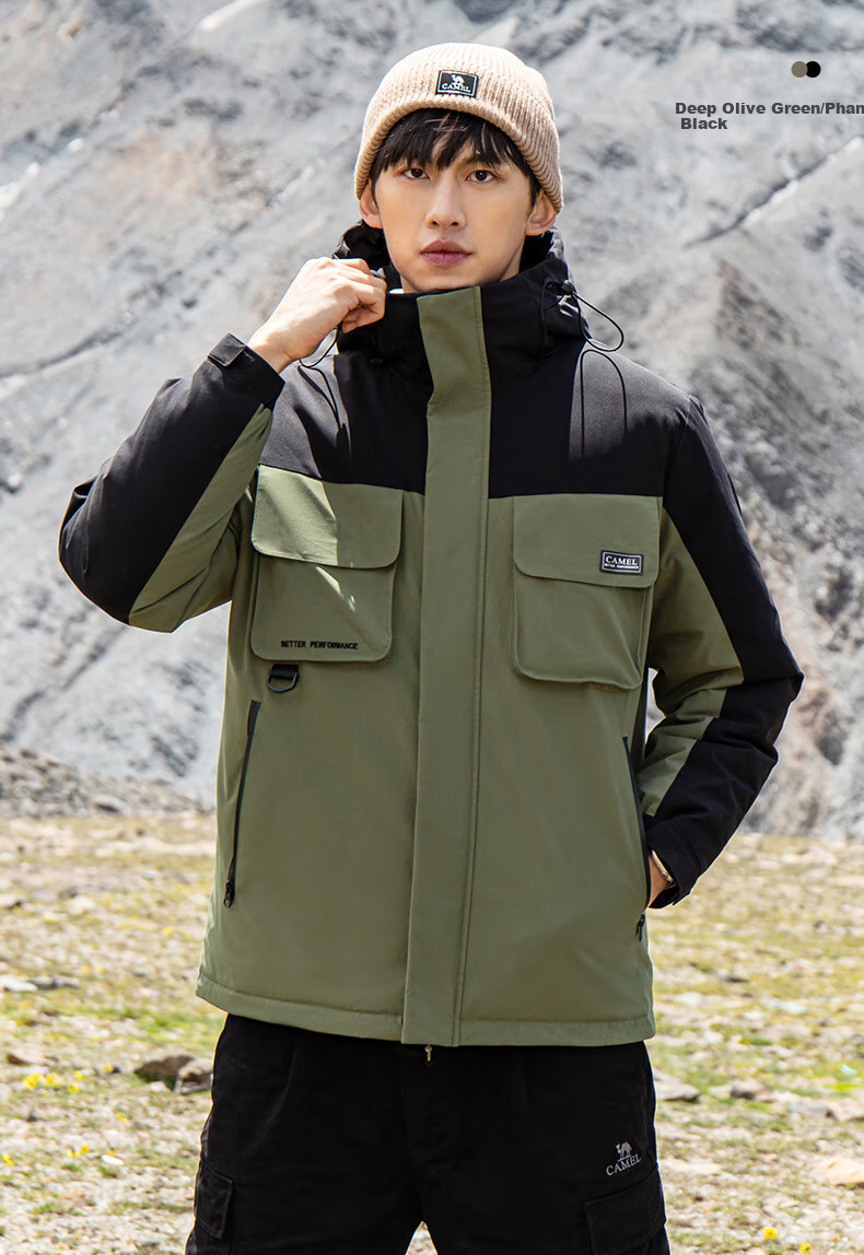 CAMEL Men's Workwear Couple's down Jacket, Men's Short Duck Down Outdoor Sports Windproof Coat, Winter M13CR07096 19