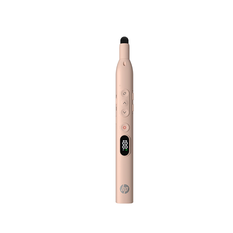 HP SS251 Page-Turning Pen, PPT Laser Pointer Remote Page-Turner, Teacher's Electronic Pointer, Battery-Powered Digital Display LED Screen Countdown Vibration Reminder, Milk Tea Red Light