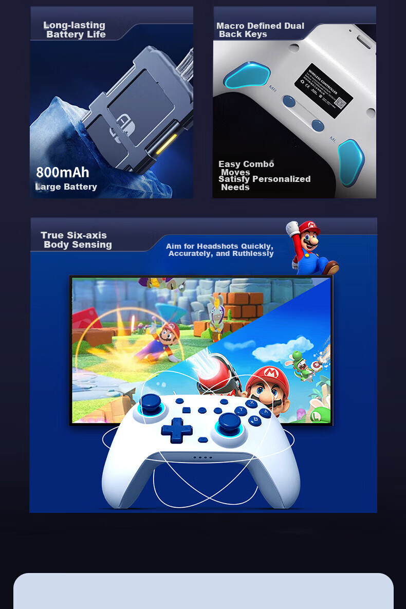 Yuyou Wireless Game Controller Switch2 for PC TV Mobile Bluetooth Android Apple Steam Xbox PC NS Dual Joy-Con Monster Hunter: World 3