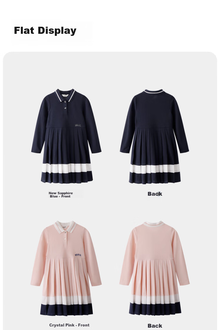 Annil Girls' Long-Sleeve Dress, New Autumn 2024 Style, Crystal Pink, Size 130 12