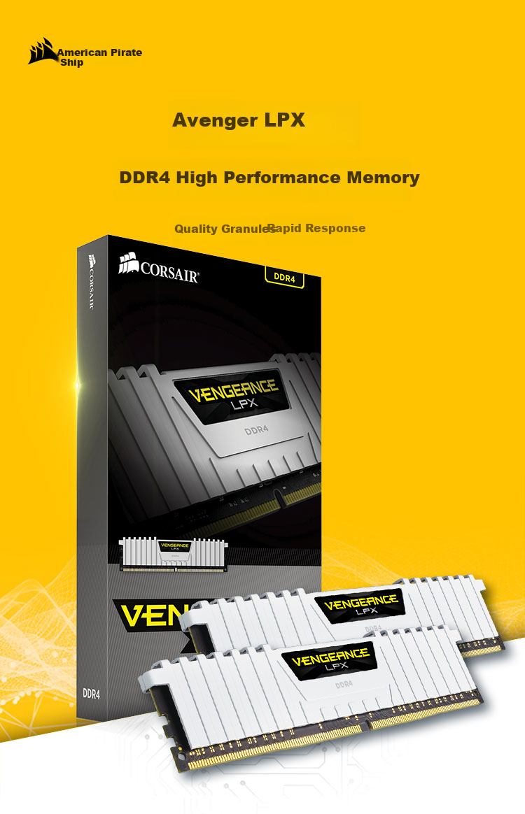 USCORSAIR 32GB (16G×2) Kit, DDR4 3600 Desktop Memory Module, Vengeance LPX Gaming RAM, White, C18 1