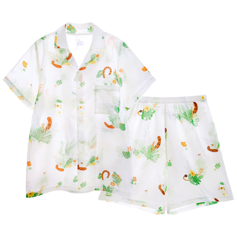 Beitaisi Children's Pajamas, Breathable New Home Wear Set, Thin Cool-Feeling Baby Summer Short-Sleeve Clothes