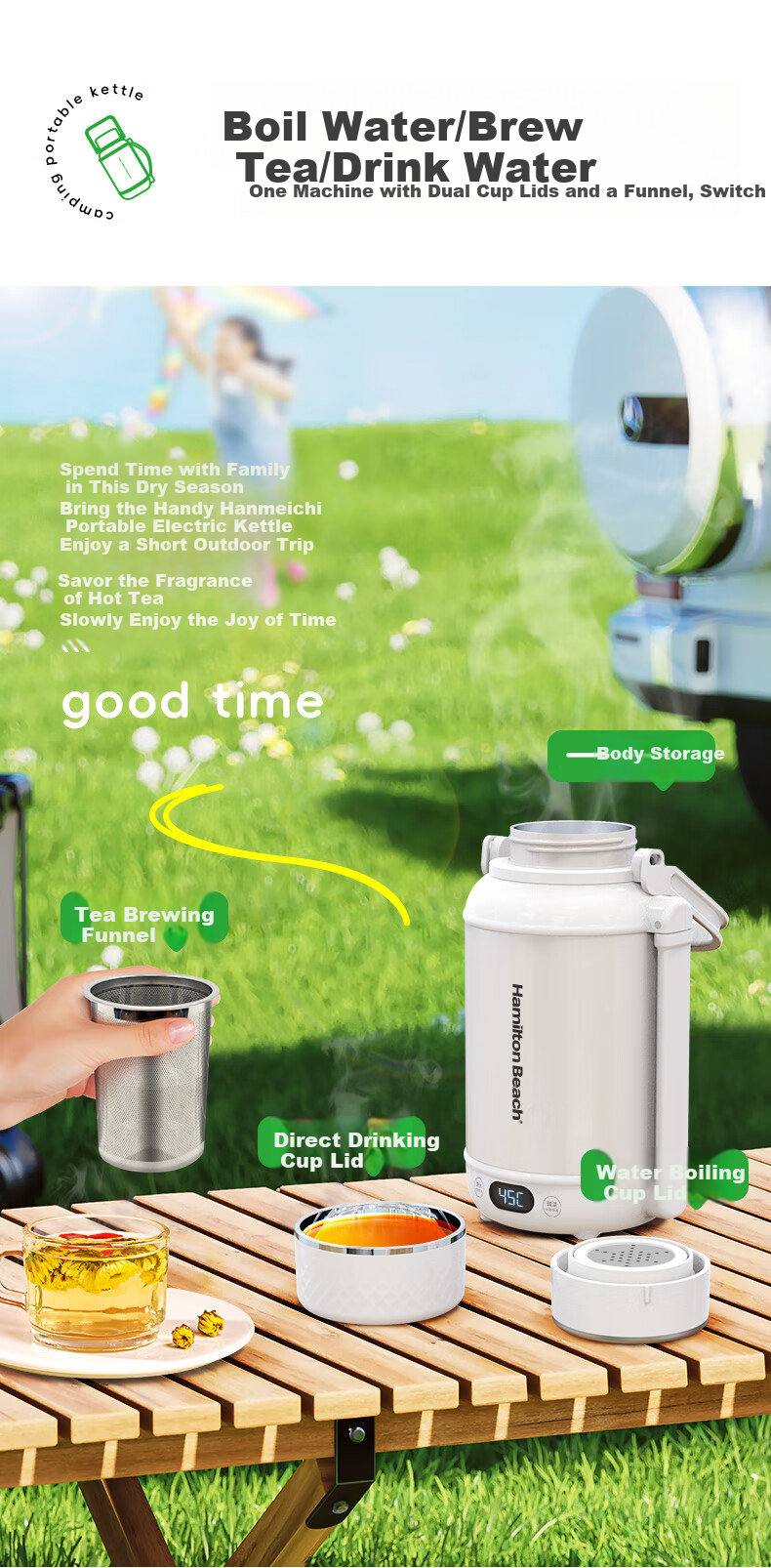 Hamilton Beach Portable Electric Kettle Health Pot Water Boiler Cup 1.2L Baby-Friendly Grade 316L Stainless Steel Camping Travel Insulated Hot And Cold Temperature Control EC12101 5