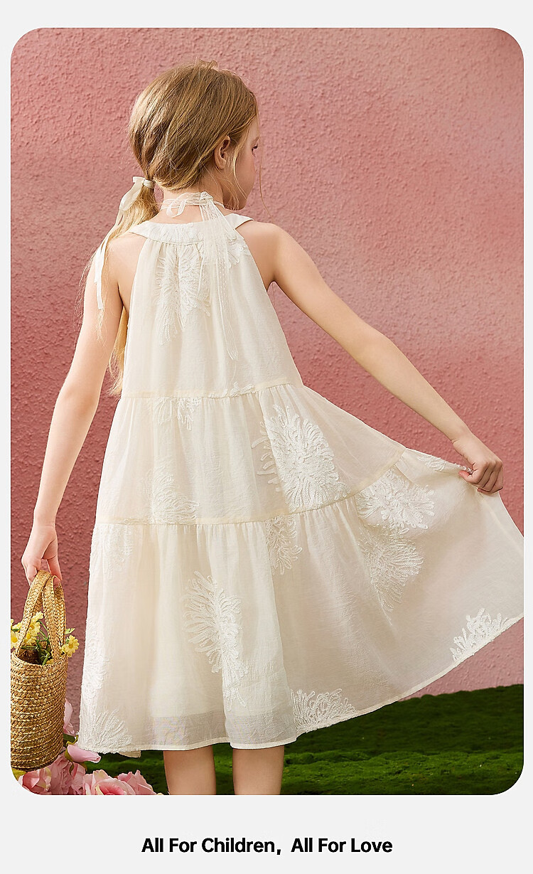 ASK JUNIOR Girls Summer 3D Flower Vacation Style Dress Youth Princess Dress 10