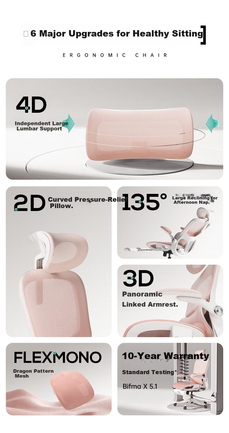 Hbada P2Pro Ergonomic Chair, Computer Chair, Ergonomic Seat, Office Study Gaming Chair, Desk Chair 4