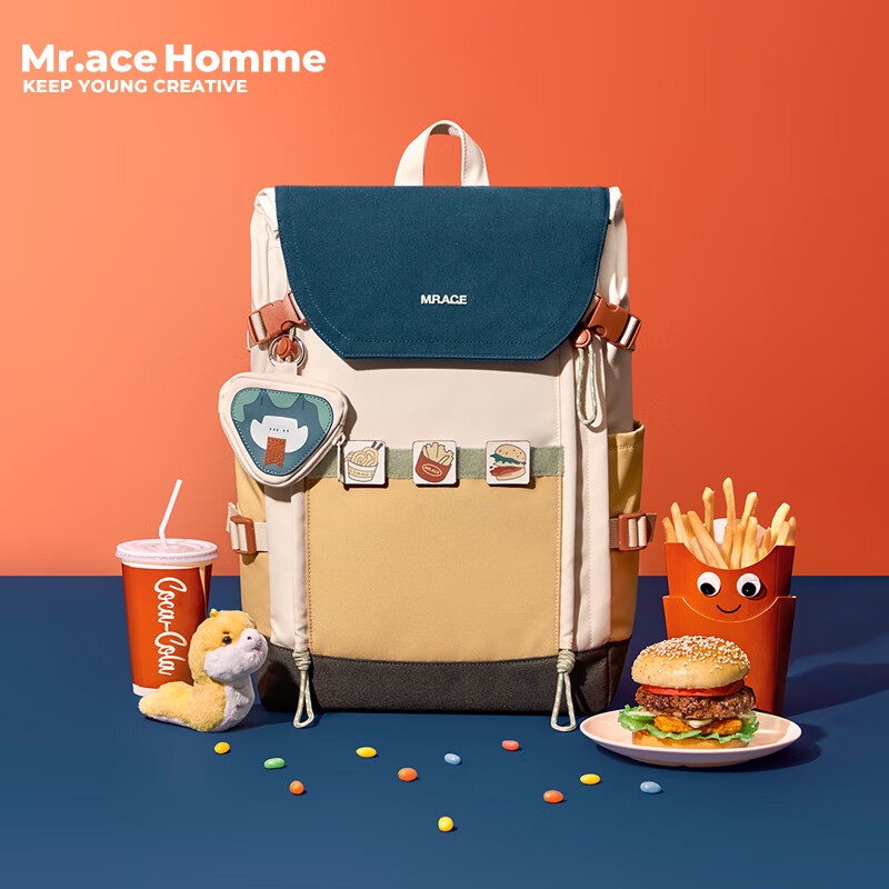 Mr.ace Homme Greedy Cute Snake New Large Capacity Backpack Casual Cute Shoulder Bag for College Students Lightweight Backpack Twilight Blue