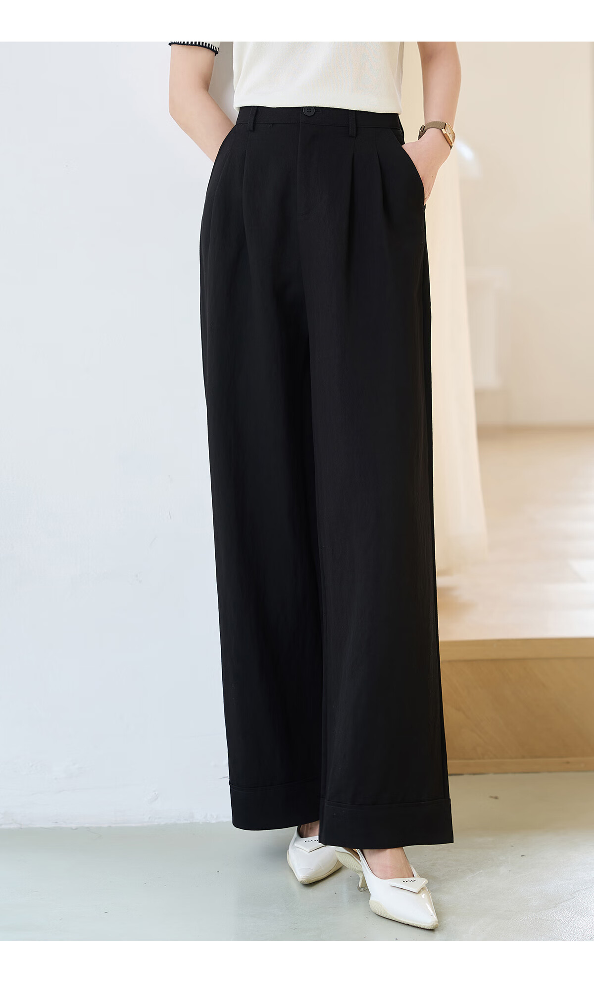 Chushen Spring And Summer Wide-Leg Pants for Women, High-Waisted, Height-Increasing, Straight-Leg, Loose-Fitting, Slimming, Relaxed Casual Long Pants S52X062 14