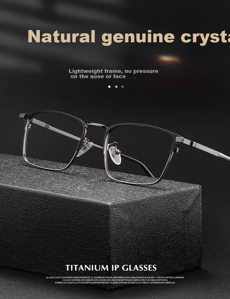 GOGOSOON New Semi-Rimless Donghai Crystal Reading Glasses for Men, High Definition Presbyopic Glasses for Middle-Aged And Elderly, Durable Stone Frame 2