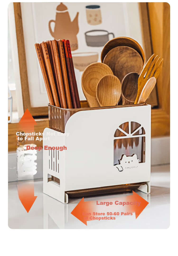Shuke, Chubby Orange Chopstick Holder Storage Box, High-End New Design for Home Use, Wall-Mounted Kitchen Utensil Organizer with Draining Functio 10