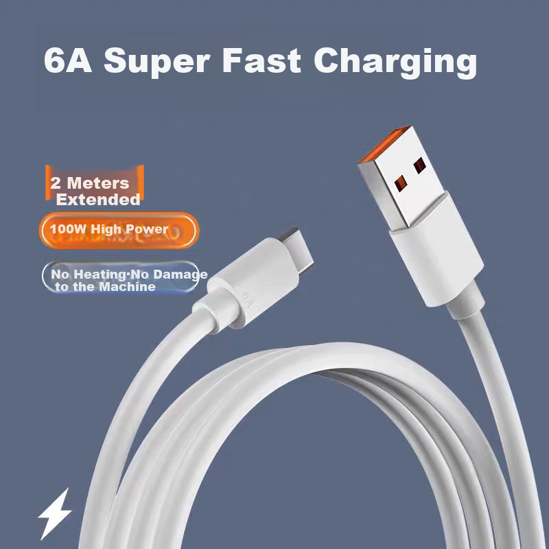 Кабель YINGQIAN для Huawei Type-C, 6A, 2 метра, быстрая зарядка 100W/88W/66W/50W, для Huawei P80/70/60/50 Nova 14/13/12/11/10 Mate 70/60/50/40 Pro