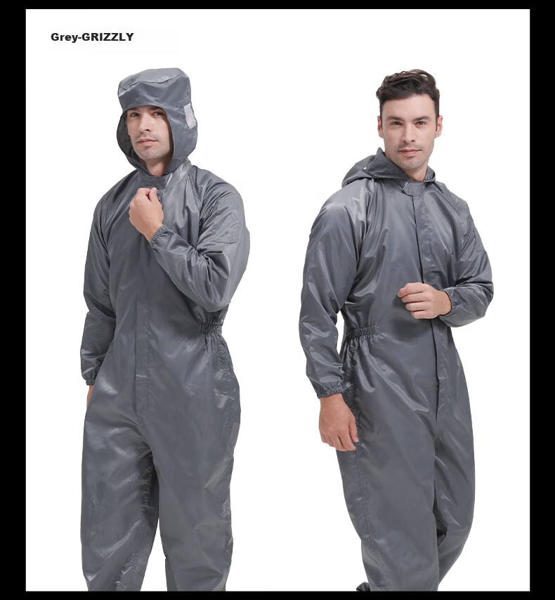 WK Cleanroom Suit, Dust-Proof Suit, Anti-Static Workwear, Clean Room Garment, Striped Hooded Three-Piece Suit, White, XL, Customizable 14