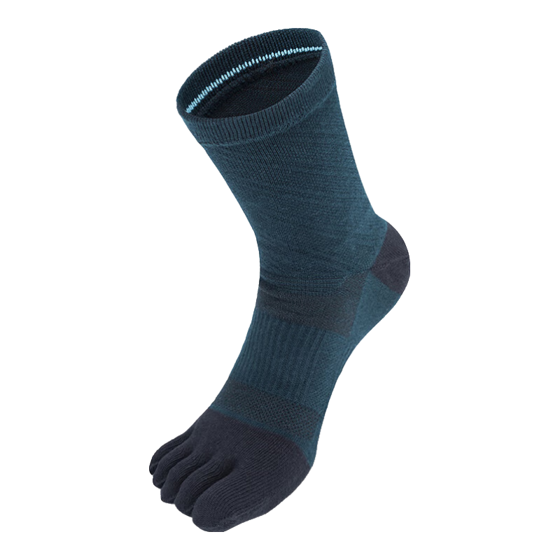 TFO Competition-Grade Outdoor Five-Toe Socks, Moisture-Wicking Breathable Running Socks, Separate-Toe Hiking Socks 2202497, Men's Dark Gree