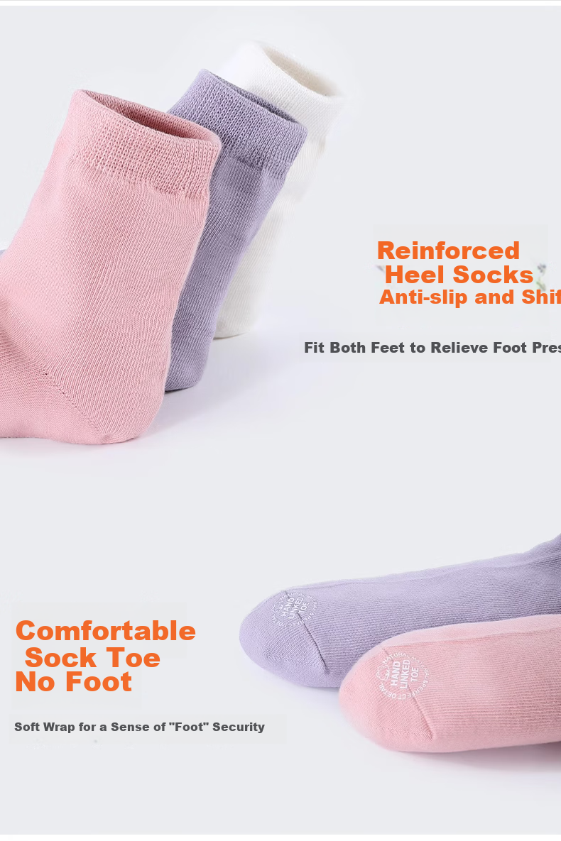 Hzasz Children's Socks Spring And Autumn Pure Cotton Seamless Girls' Kids' Baby Sweat-Absorbing Odor-Resistant Sports Mid-Calf Trendy Socks for Teenagers 4