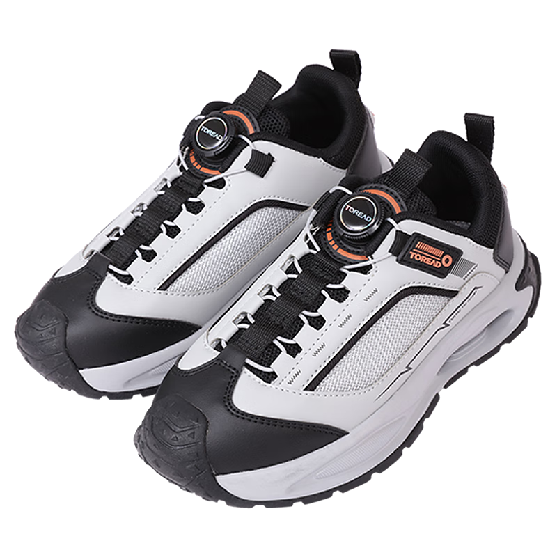 TOREAD Kids Sports Shoes Unisex Youth Autumn Winter Shock Absorption Button Running Shoes Light Medium Gray Black Size 35