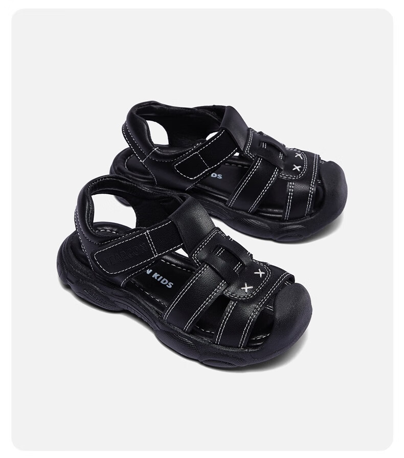 Yearcon Kids Summer Non-Slip Boys Beach Sandals Protective Toe Soft Sole Baby Sandals Black Size 27 11