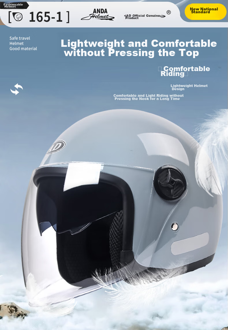 AD New National Standard 3C Certified Electric Vehicle Helmet for Men And Women, All-Season Universal Electric Scooter Safety Helmet, Women's Summer Style with Dual Visor, Sun Protection, Lightweight Half Helmet, 165-1 Squirrel Gray 10