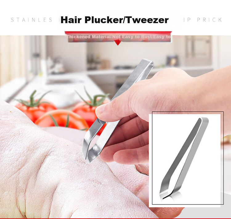 BJ Stainless Steel Pig Hair Clip, Chicken Feather Plucker, Duck Feather Plucker, Fish Bone Tweezers, Hair Remover Tool, Hair Pluckers, 2-Piece Set 3