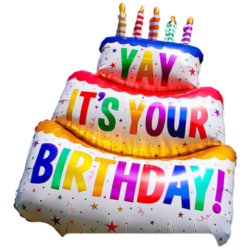 Jiayan Large Birthday Cake Balloon Scene Decoration, Aluminum Foil Balloons for Party Photo Props, 1 Meter