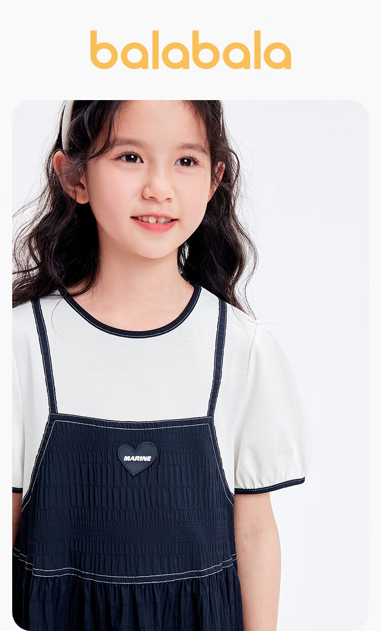 Balabala Kids Dress 2026 Summer New Big Kids Lightweight Two-Piece Style Schoolgirl Sweet Dress 1