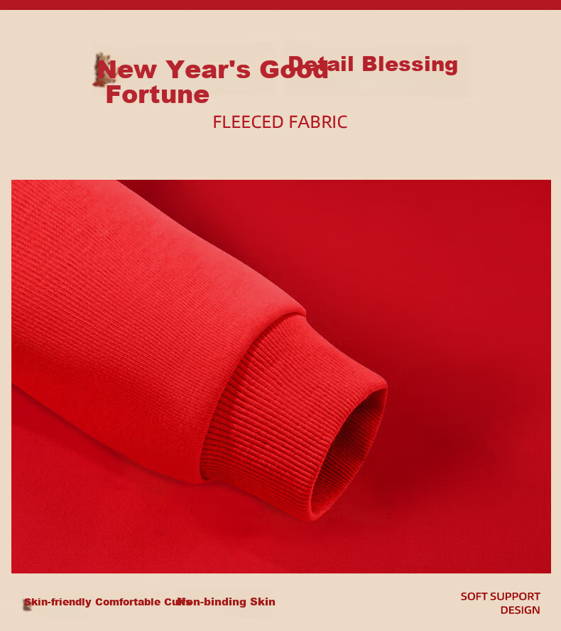 Jeanswest New Year Battle Robe Hooded Fleece-Lined Sweatshirt for Women 2025 Snake Year Red New Year's Clothing Lucky Festive Celebration Outfit 7