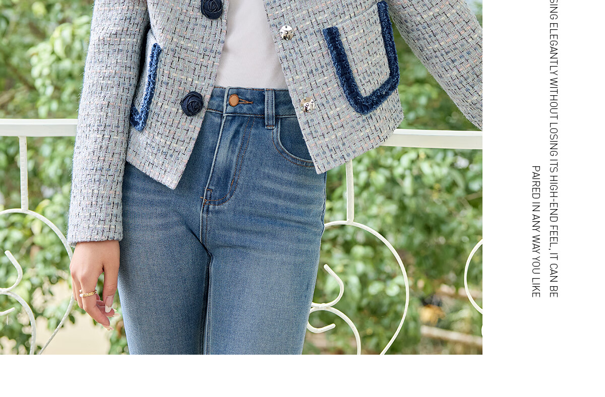 She Enjoy Small Fragrance Style Women's Short Coat Petite Versatile Spring Autumn Colorblock Cardigan Outerwear T51D041 9