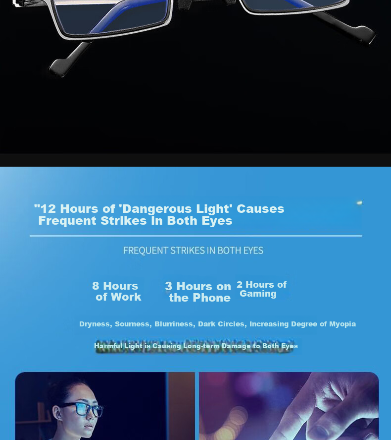 Boshide Reading Glasses, Foldable Reading Glasses, Ultra-Light Portable Anti-Blue Light Reading Glasses, Square Silver Frame Black, 400 Degrees 3