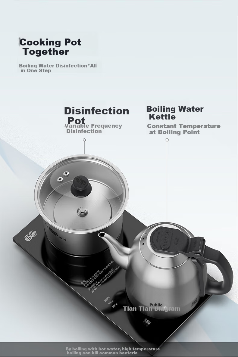K·KOU Fully Automatic Dual-Base Electric Kettle with Water Inlet, Tea Station All-In Boiling Point Constant Temperature Electric Tea Stove Set for Brewing Tea [1.2L + 0.8L] TC008 2