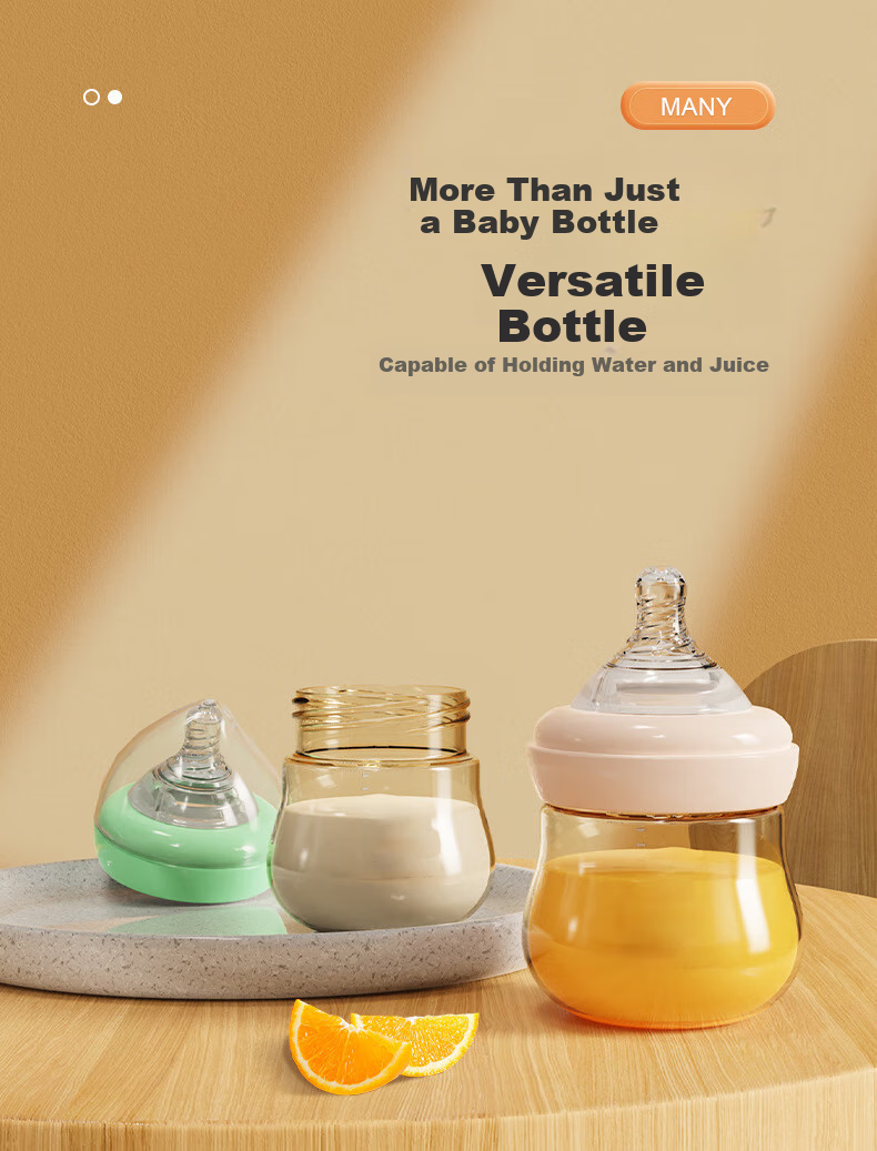 Keqi Baby Glass Feeding Bottle Newborn Wide Neck Anti-Choke Anti-Colic 3 Months+ 4