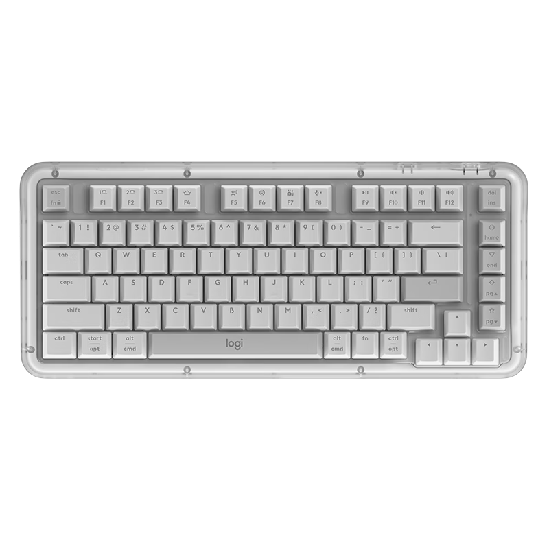 Logitech ALTO KEYS K75M Amber Series AI Customizable Wireless Mechanical Keyboard with Hot-Swappable Marble Switches, White, 104 Keys