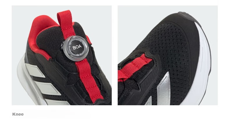 Adidas Children's Shoes, Spring 2025 Boys And Girls BOA Style DURAMO Kids Shock-Absorbing Running Sneakers IH3603 Black/Red 4