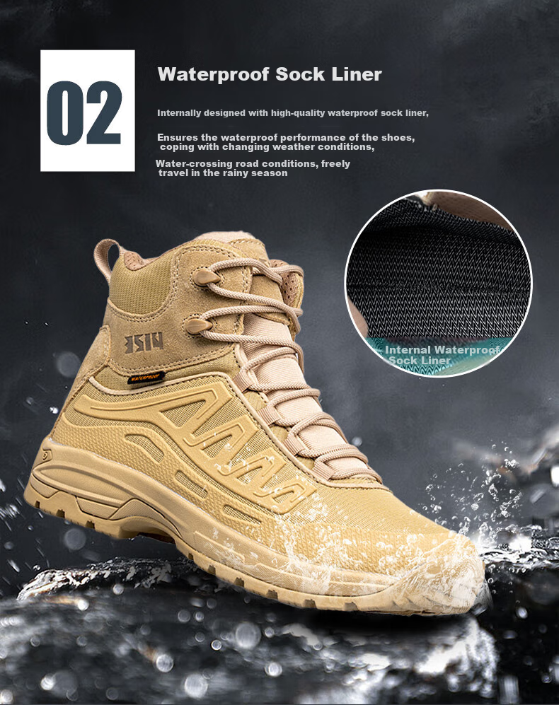 3514 Mid-Top Outdoor Shoes for Men, Breathable, Wear-Resistant, Non-Slip, Shock-Absorbing Sports Shoes, Hiking Boots, Black, Size 41 5