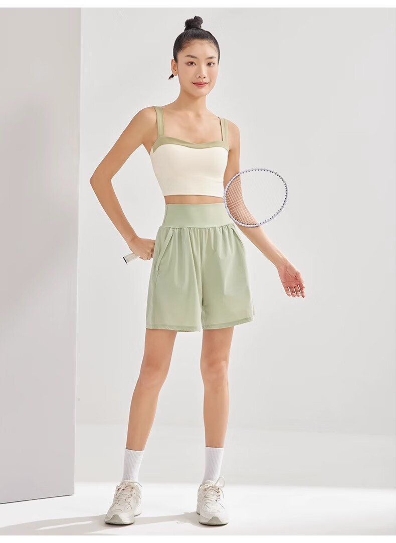 NEVER ME Women's Sports Pants, Casual Shorts, High-Waisted Tummy Control, Loose-Fitting, Breathable, Quick-Drying, Running, Fitness, Boxing Pants, Summer 24