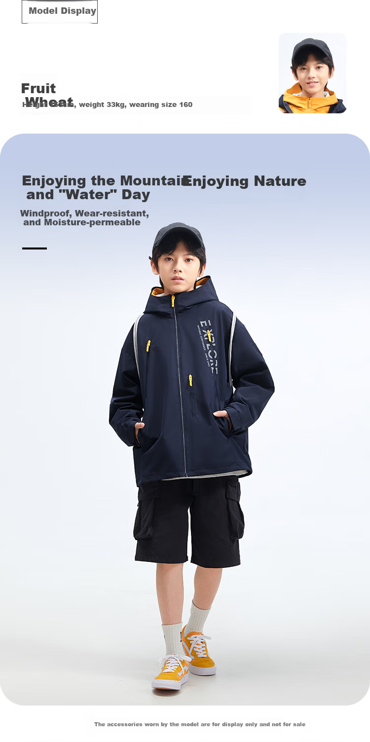 SOUHAIT Children's Clothing Boys Girls Jacket Autumn New Style Kids Triple Protection Thin Windbreaker Outerwear Navy Blue 170 13