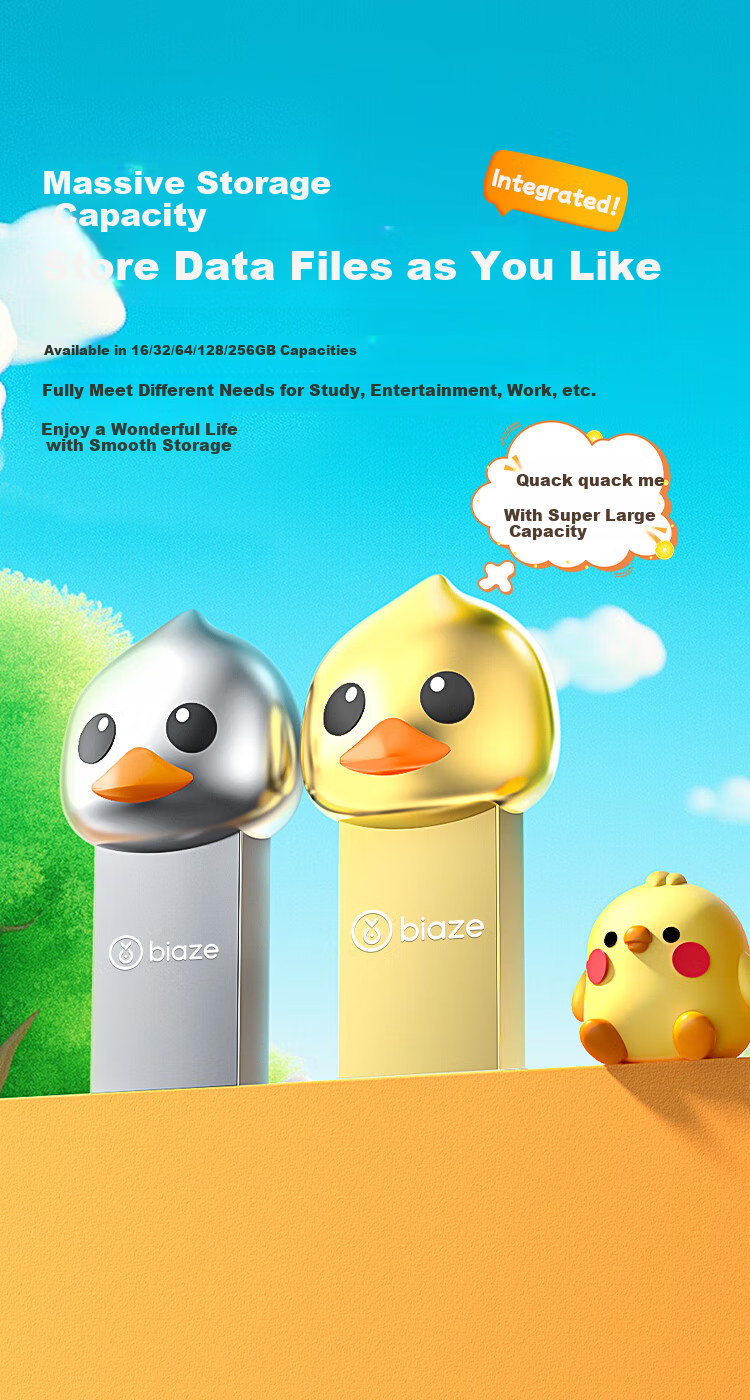 BIAZE 128GB USB3.2 High-Speed Mini Cartoon USB Flash Drive Cute Personalized Creative Student Gift Dual-Use Metal Flash Drive for Phone And Computer UP-21 Silver 6