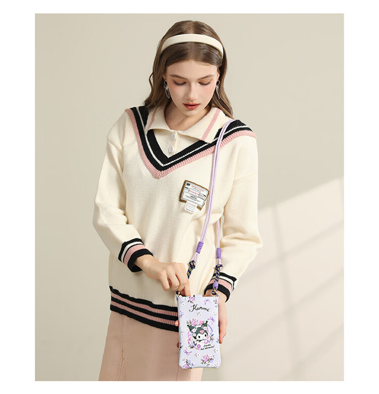 Mesuca X Kuromi Handbag, Women's Portable Phone Bag, Shoulder Crossbody Small Purse, Birthday Gift for Girls 16