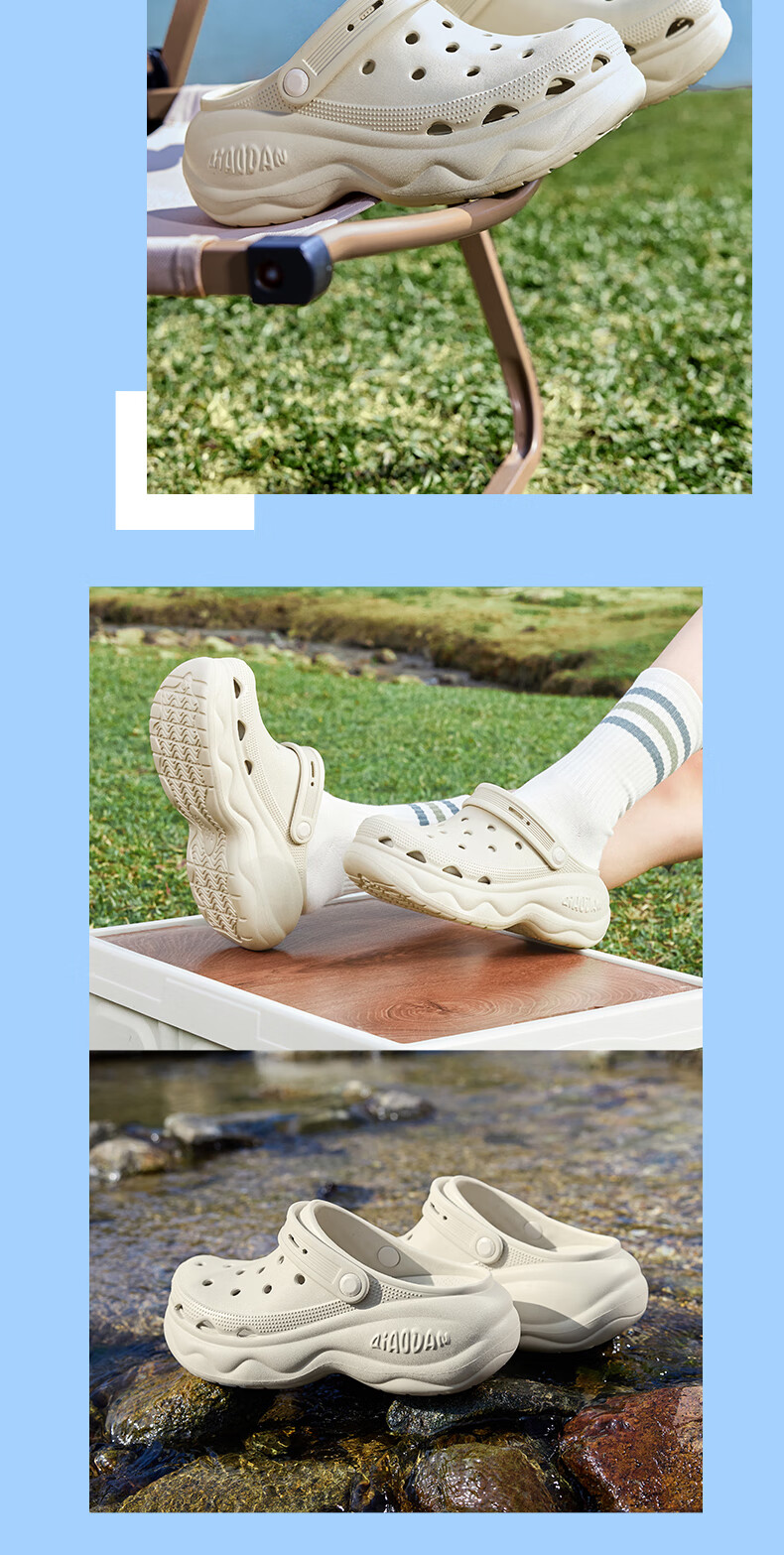 QIAODAN Women's Hamburger Perforated Shoes, Sneakers, Casual Shoes, Breathable Soft-Soled Sandals for Summer, Thick-Soled Height-Increasing Slippers for Wome 9