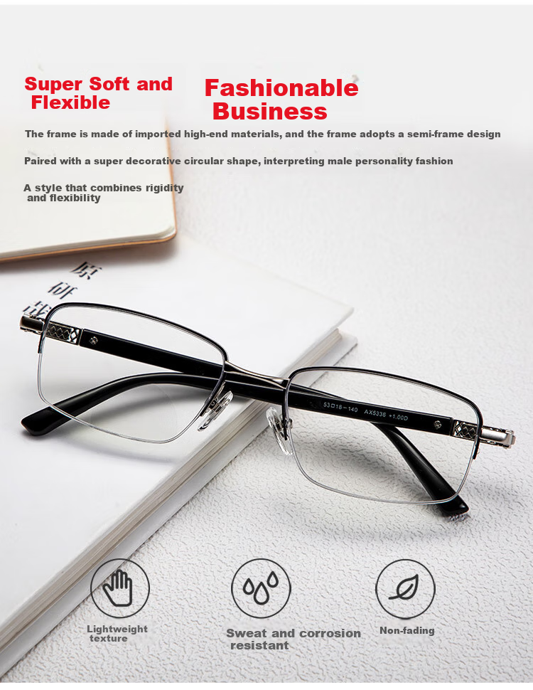 Xiyanghong Bifocal Anti-Blue Light Reading Glasses for Men And Women, Ultra-Light High Definition Presbyopic Glasses AX5336 150 Degrees 4