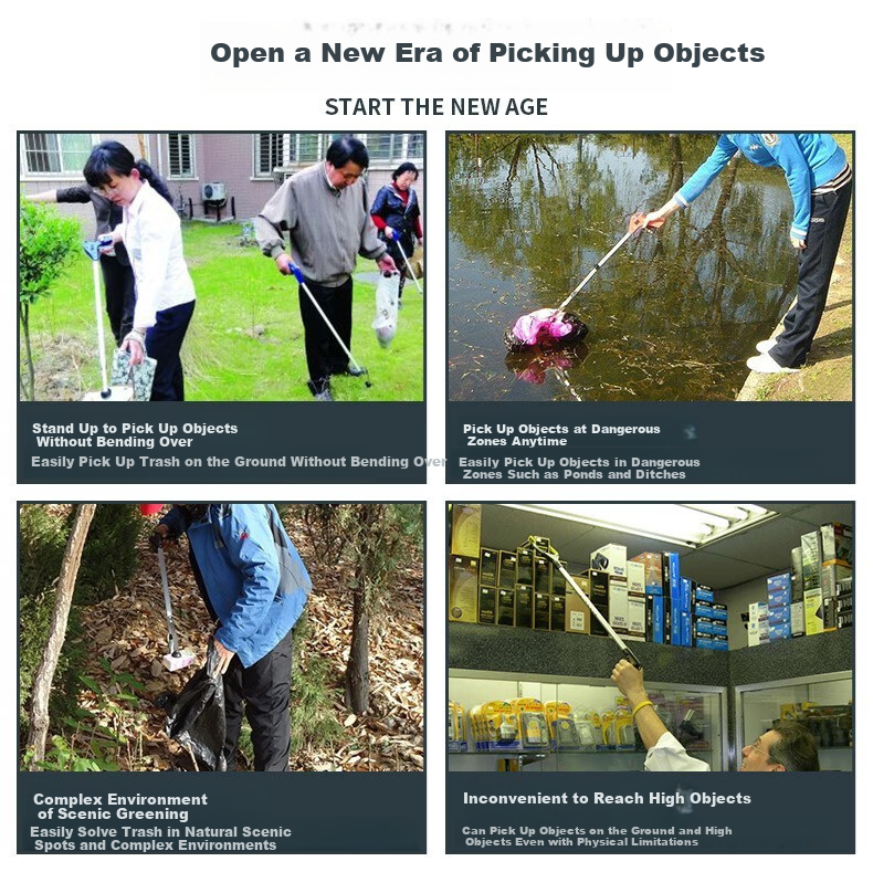 Sitoo Long-Handled Garbage Picker, Sanitation Trash Grabber, Non-Slip Extended Handle Garbage Clamp, Straight Handle Litter Picker 1