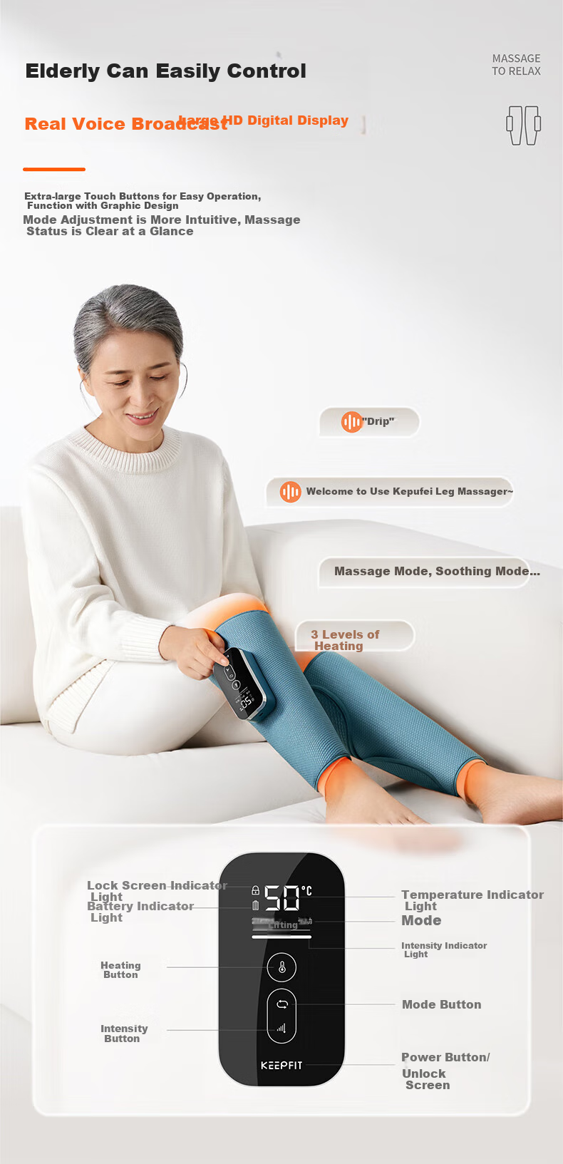 Keepfit Leg Massage Calf Muscle Varicose Veins Meridian Dredging Hot Compress Therapy Airbag Mother's Day Gift 2