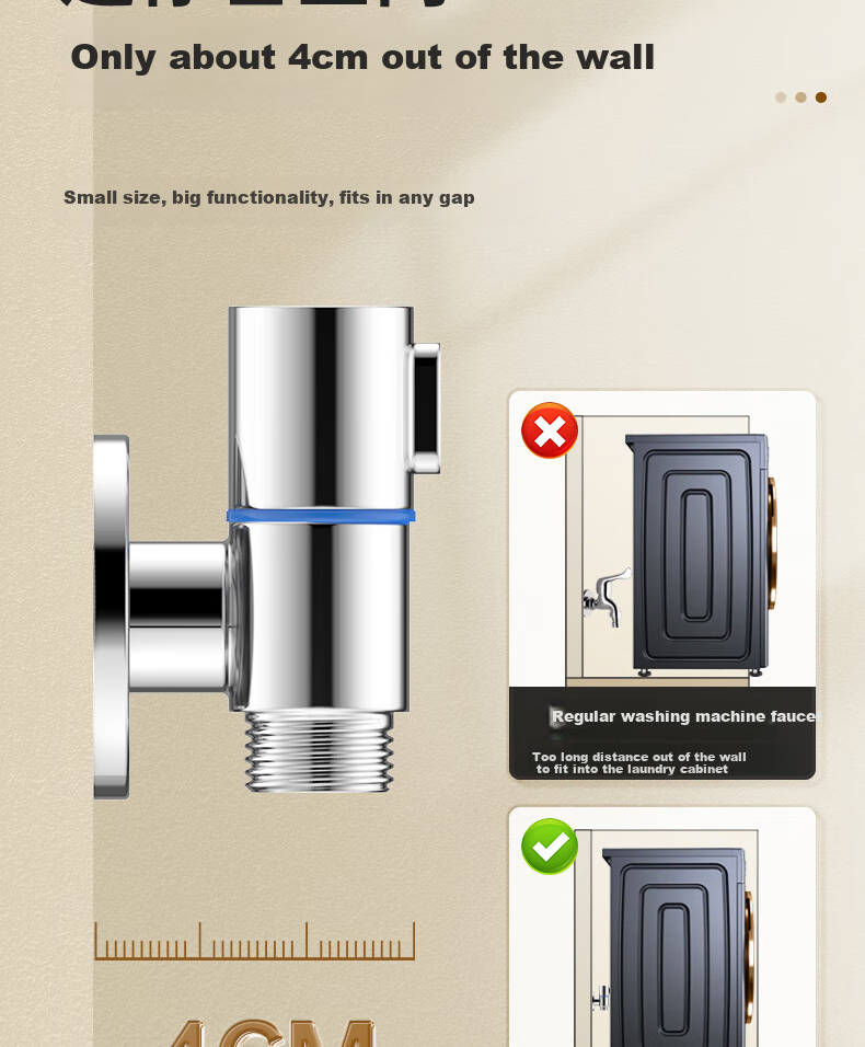ARROW One-In Three-Way Angle Valve with Dual Handles And Dual Control, Separate Water Outlet with Built-In Water Stop Device, Multifunctional Washing Machine Faucet 9
