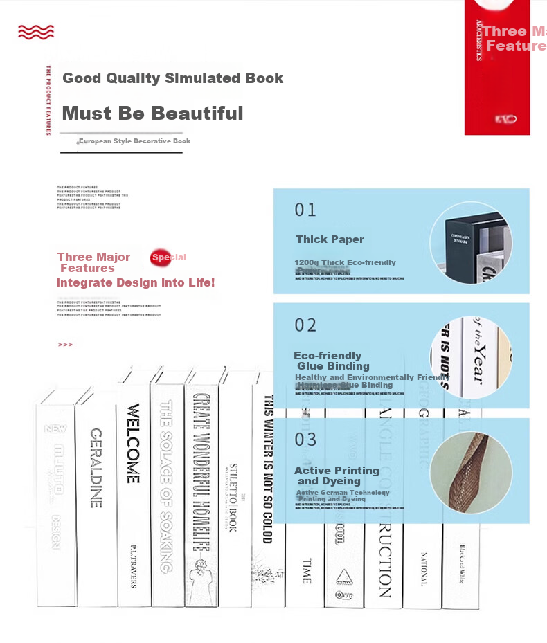 Jianyishijia Simple Modern Nordic Style Fake Book Decorative Prop Ornament Creative Living Room Bookshelf Display Model 2