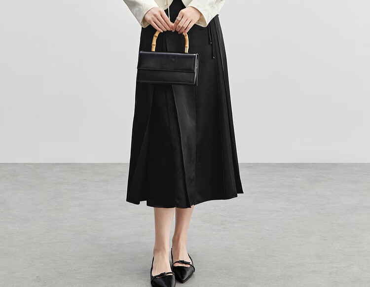 Sentubila New Chinese Style A-Line Skirt for Women, Spring And Autumn Slimming Modified Horse-Face Skirt, Black Mid-Length Skirt, Black, Size M 15