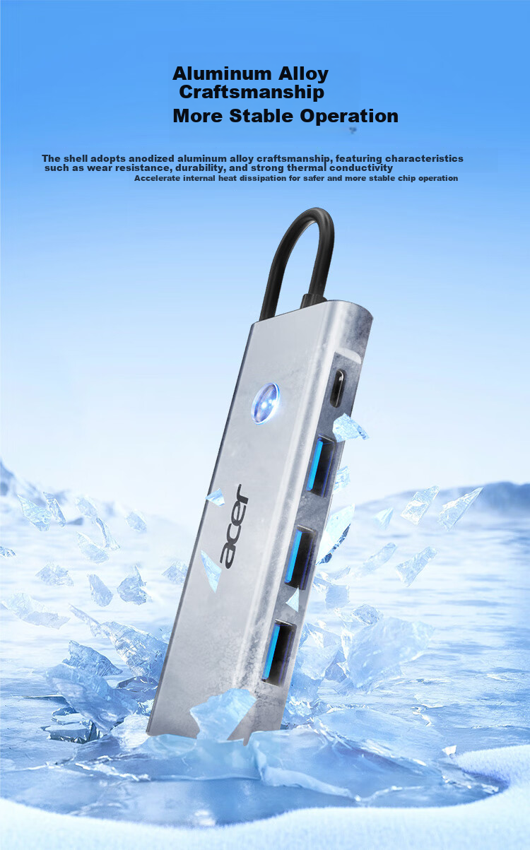 Acer Type-C 7-In Expansion Dock USB3.0 Hub HDMI 60Hz Compatible with MacBook, Huawei Laptops And Tablets Converter with Card Reader Adapter 10