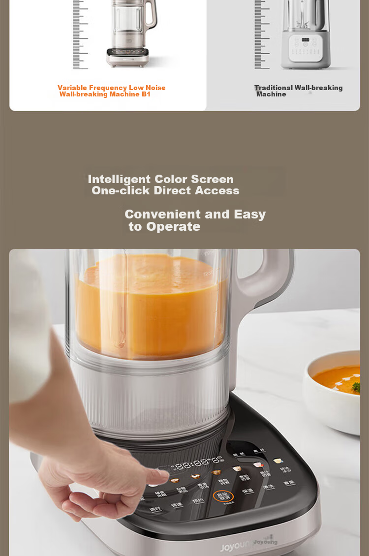 Joyoung Home Quiet Blender, 1.75L Large Capacity Juicer, Soy Milk Maker, Food Processor, Adjustable Texture, Multiple Noise Reduction Layers, Double-Layer Soundproofing, Variable Frequency Quiet B1 (2025) 29